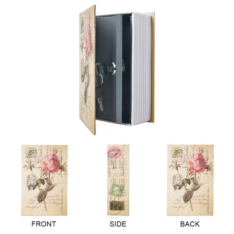 PACOLO Diversion Book Safe Storage Box (9.5"Ã—6"Ã—2.2"), Dictionary Secret Safe Can with Security Key Lock, Diversion Book Hidden Safe (Rose,Key) - Image 3